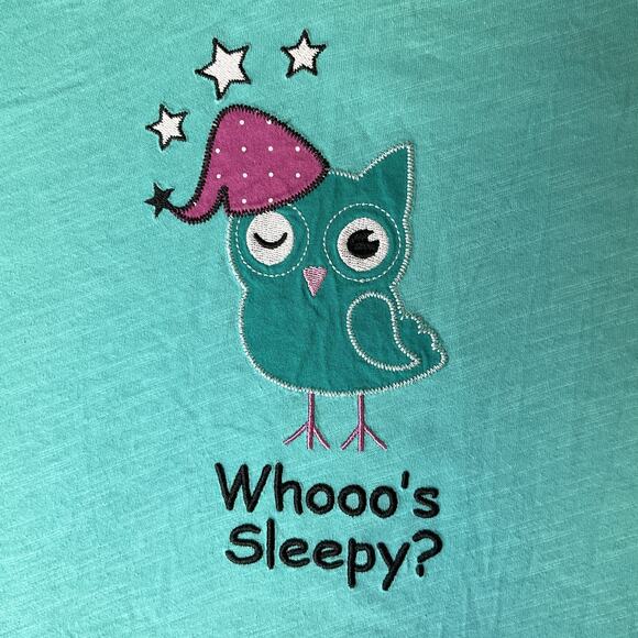 White Stag Women Sleepwear 2X/3X (20W-24W) Turquoise Owl Stars Whooo's Sleepy - Picture 6 of 8